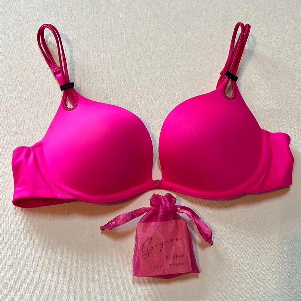 Victoria’s Secret Gorgeous Push-up 5 Way Bra Size 32D Hot Pink